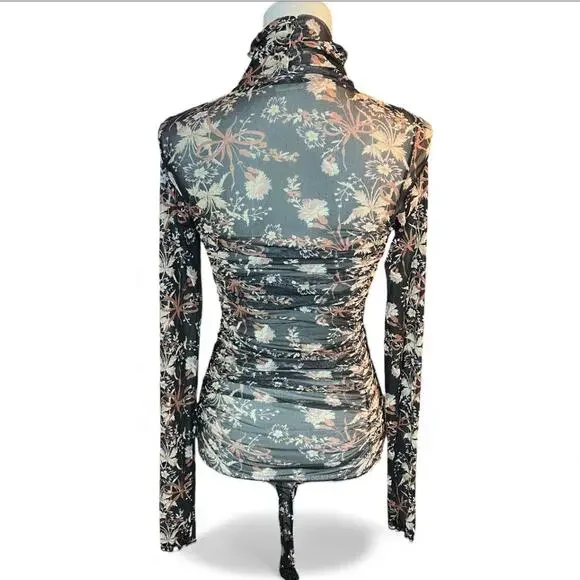 Free People Under It All Bodysuit black floral whimsy goth sheer mesh boho - Picture 7 of 10